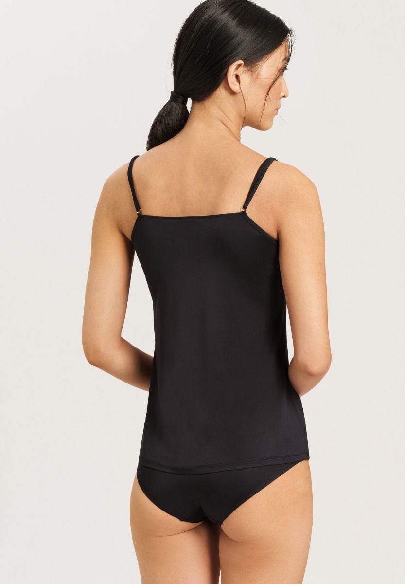 Hanro Basic Satin Deluxe Satin Deluxe Spaghetti Top (071063) Black