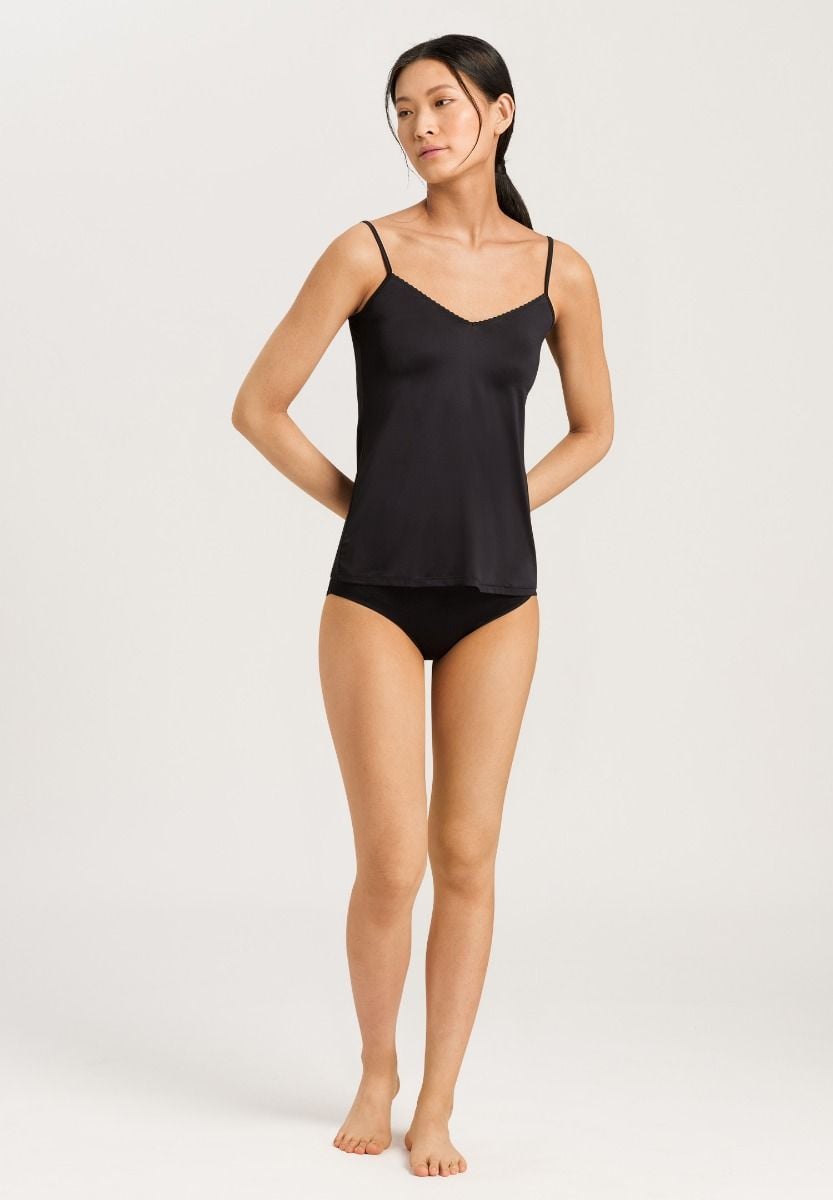 Hanro Basic Satin Deluxe Satin Deluxe Spaghetti Top (071063) Black