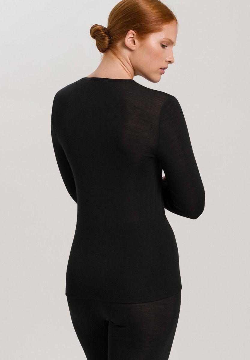 Hanro Basic Woolen Silk Woolen Silk L/Slv Shirt (071409) Black