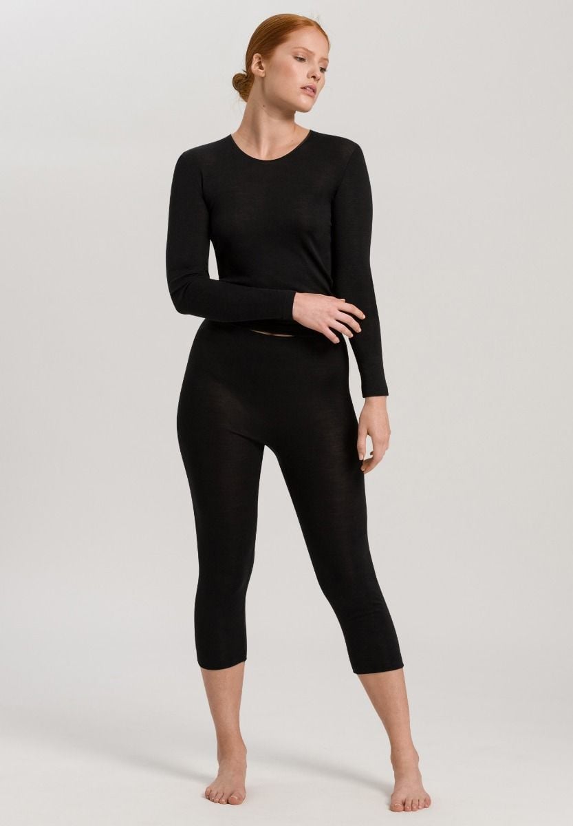 Hanro Basic Woolen Silk Woolen Silk L/Slv Shirt (071409) Black