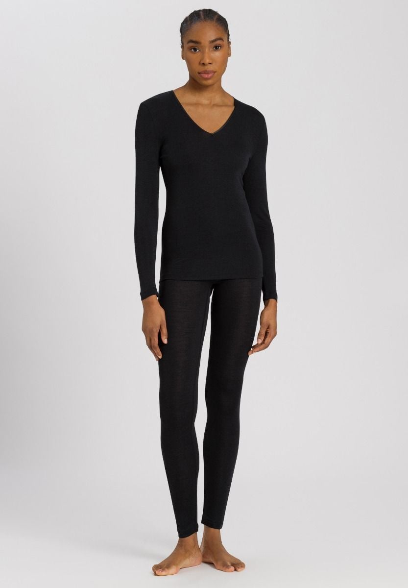 Hanro Basic Woolen Silk Woolen Silk L/Slv Shirt (071418) Black