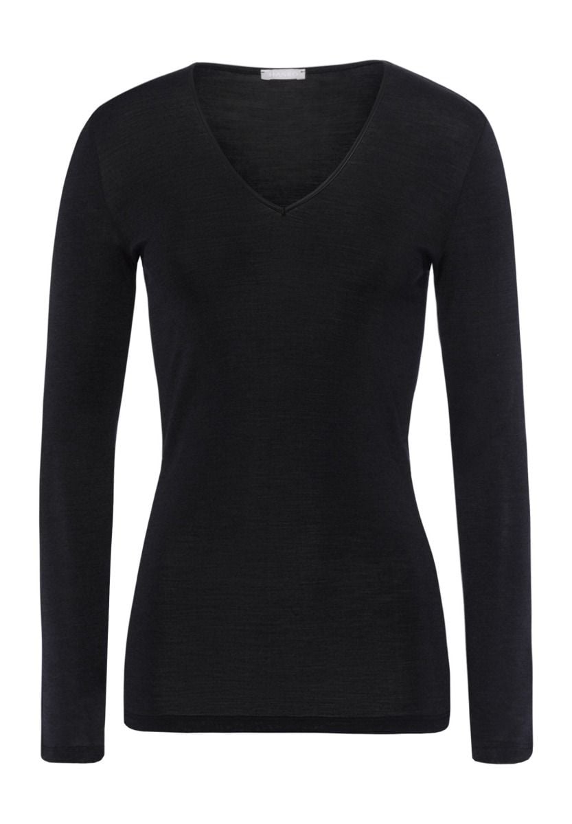Hanro Basic Woolen Silk Woolen Silk L/Slv Shirt (071418) Black
