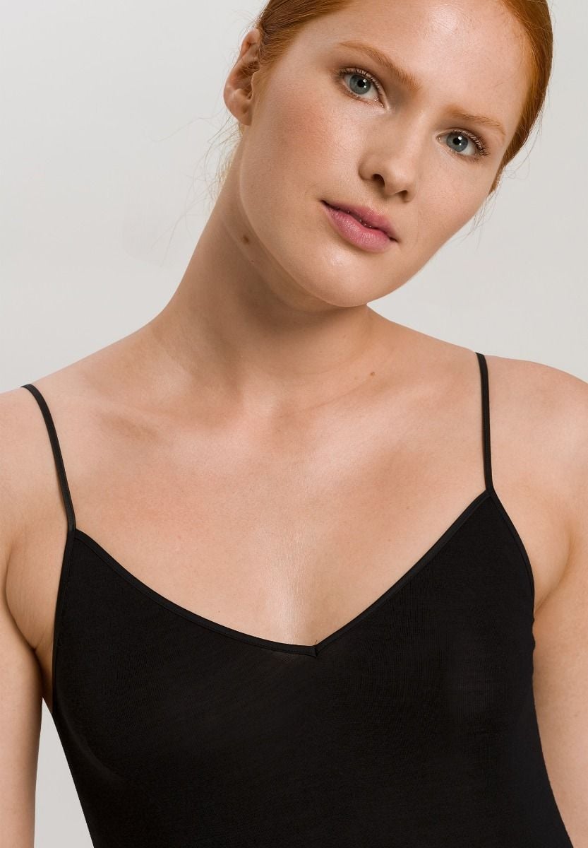 Hanro Basic Woolen Silk Woolen Silk Spaghetti Top (071415) Black