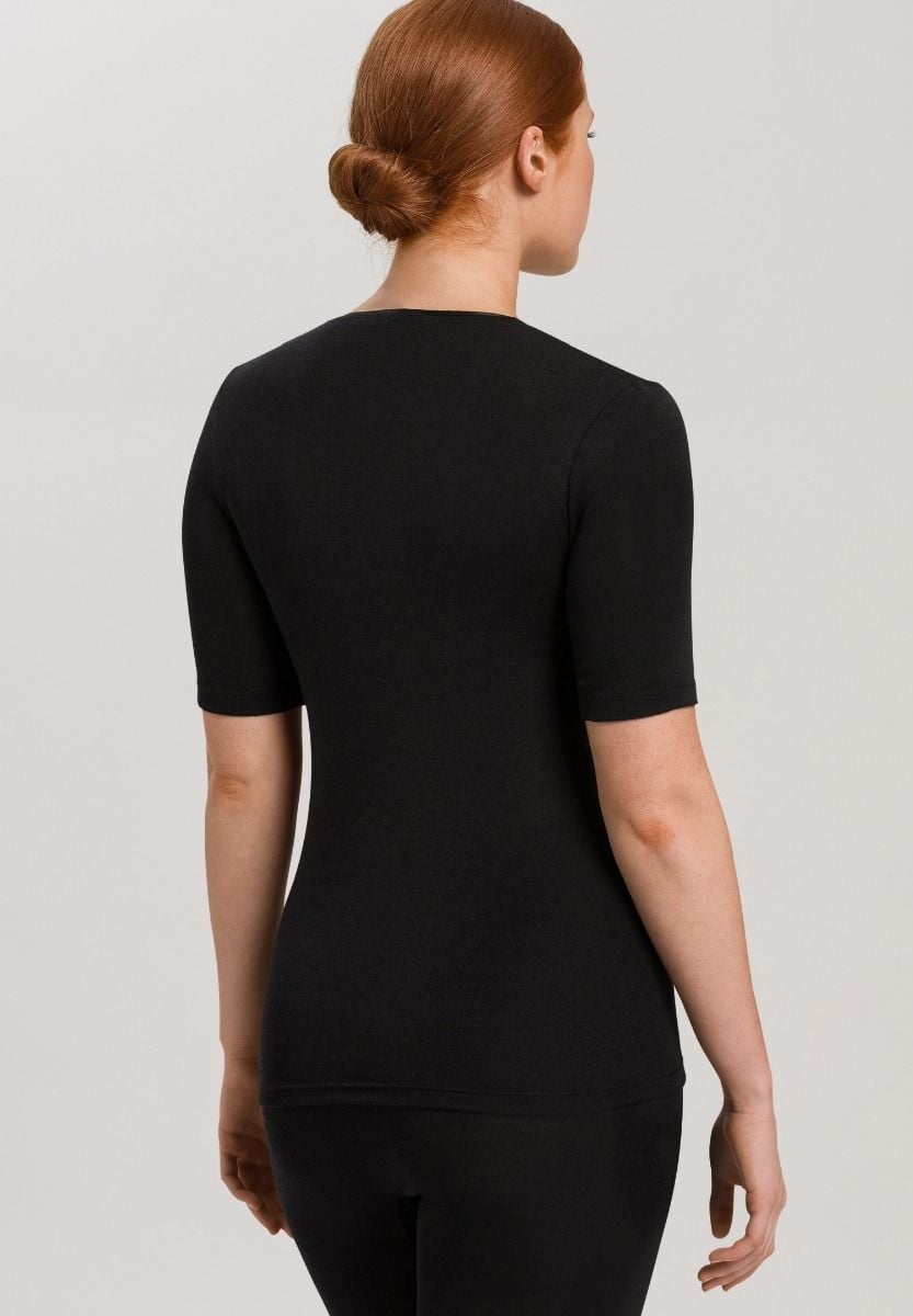 Hanro Basic Woolen Silk Woolen Silk S/Slv Shirt (071417) Black