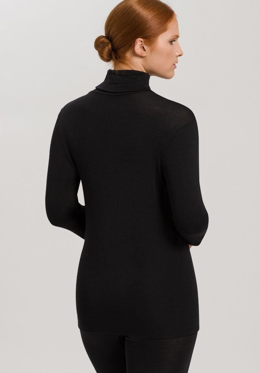 Hanro Basic Woolen Silk Woolen Silk Turtle-Neck Shirt (071423) Black