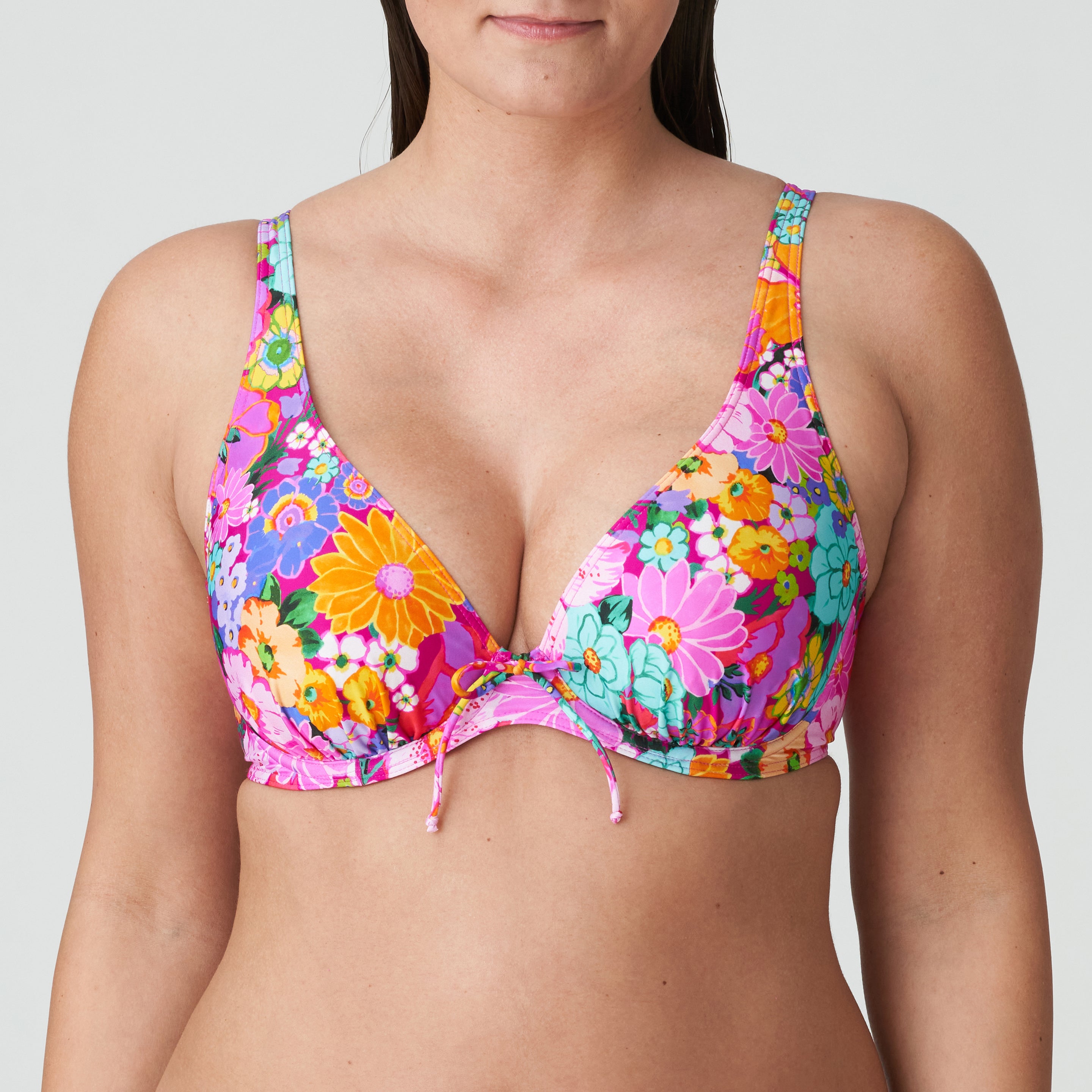Primadonna Swim Najac Half Padded Plunge Bikini Top (4011019) Floral Explosion