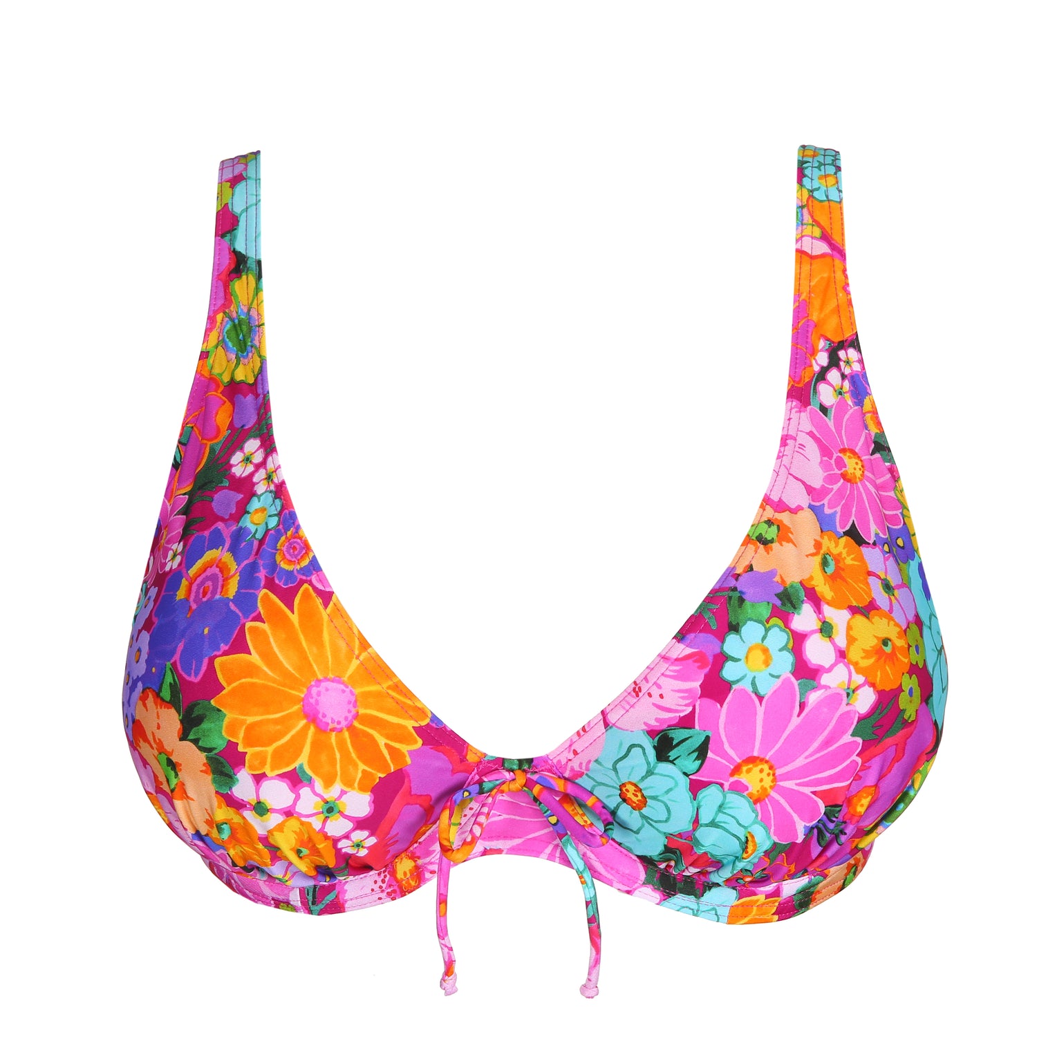 Primadonna Swim Najac Half Padded Plunge Bikini Top (4011019) Floral Explosion
