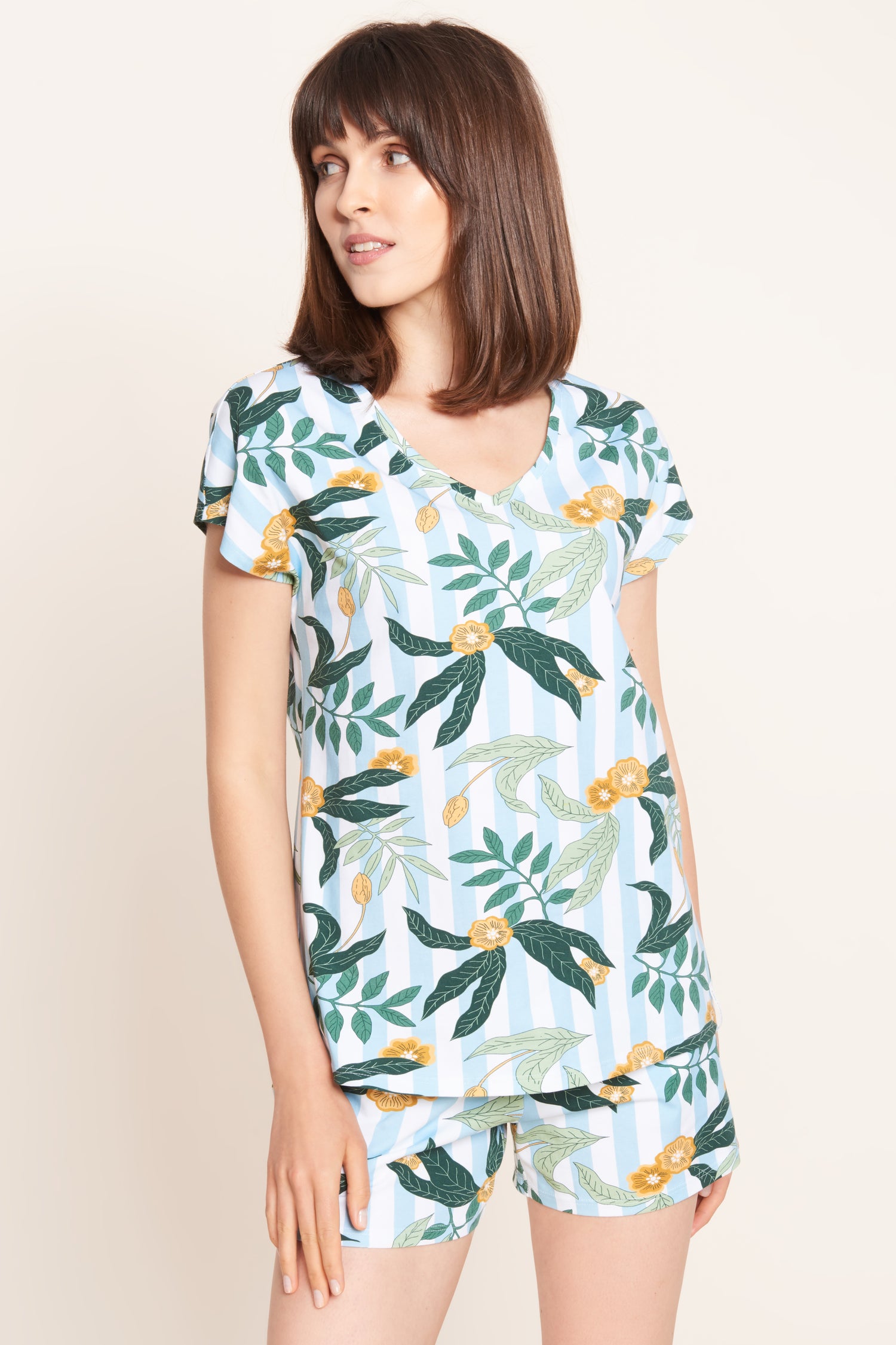 Rosch Shirt, 1/2 Sleeve, Flower Stripes (1212033) Flower Stripe