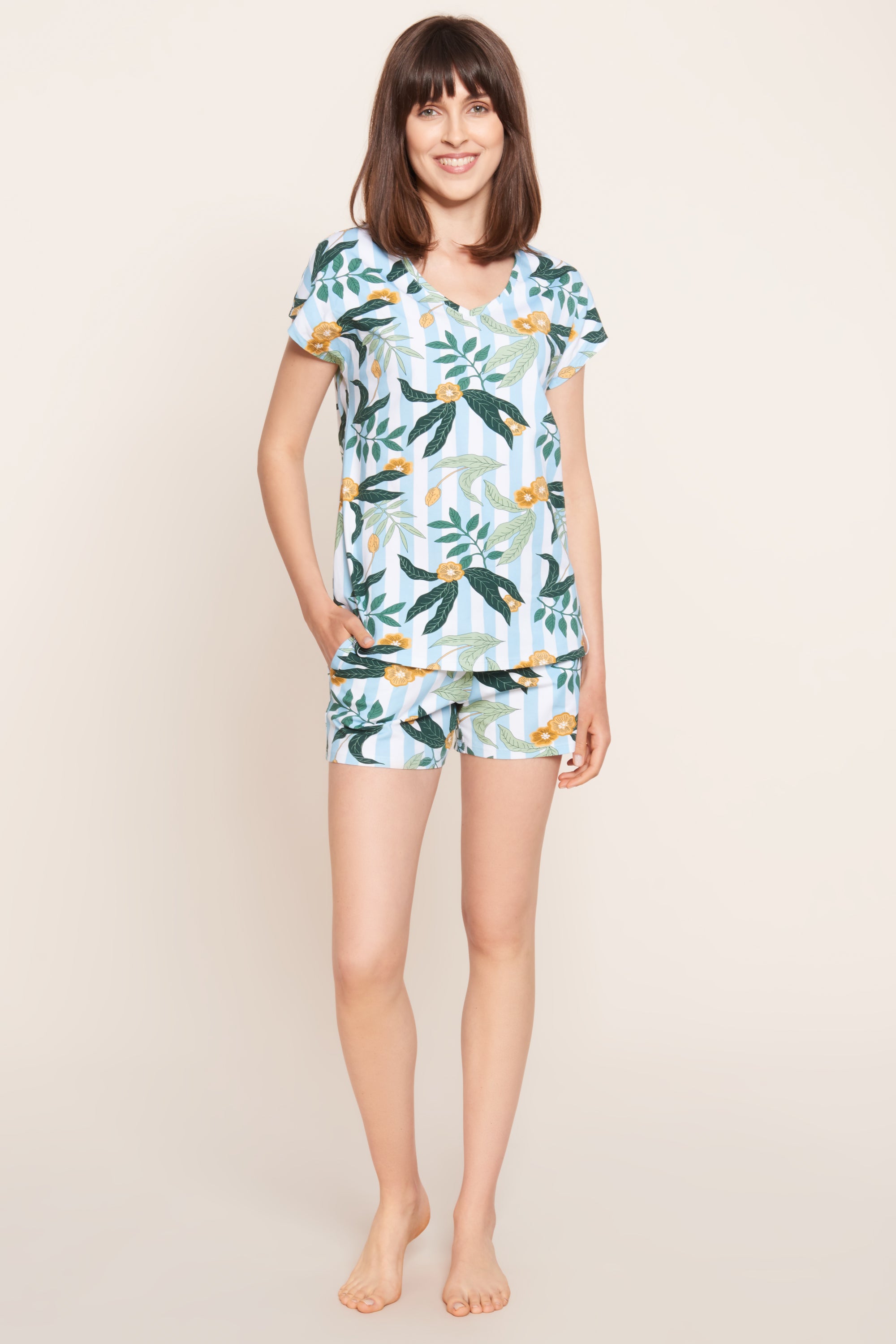 Rosch Shirt, 1/2 Sleeve, Flower Stripes (1212033) Flower Stripe
