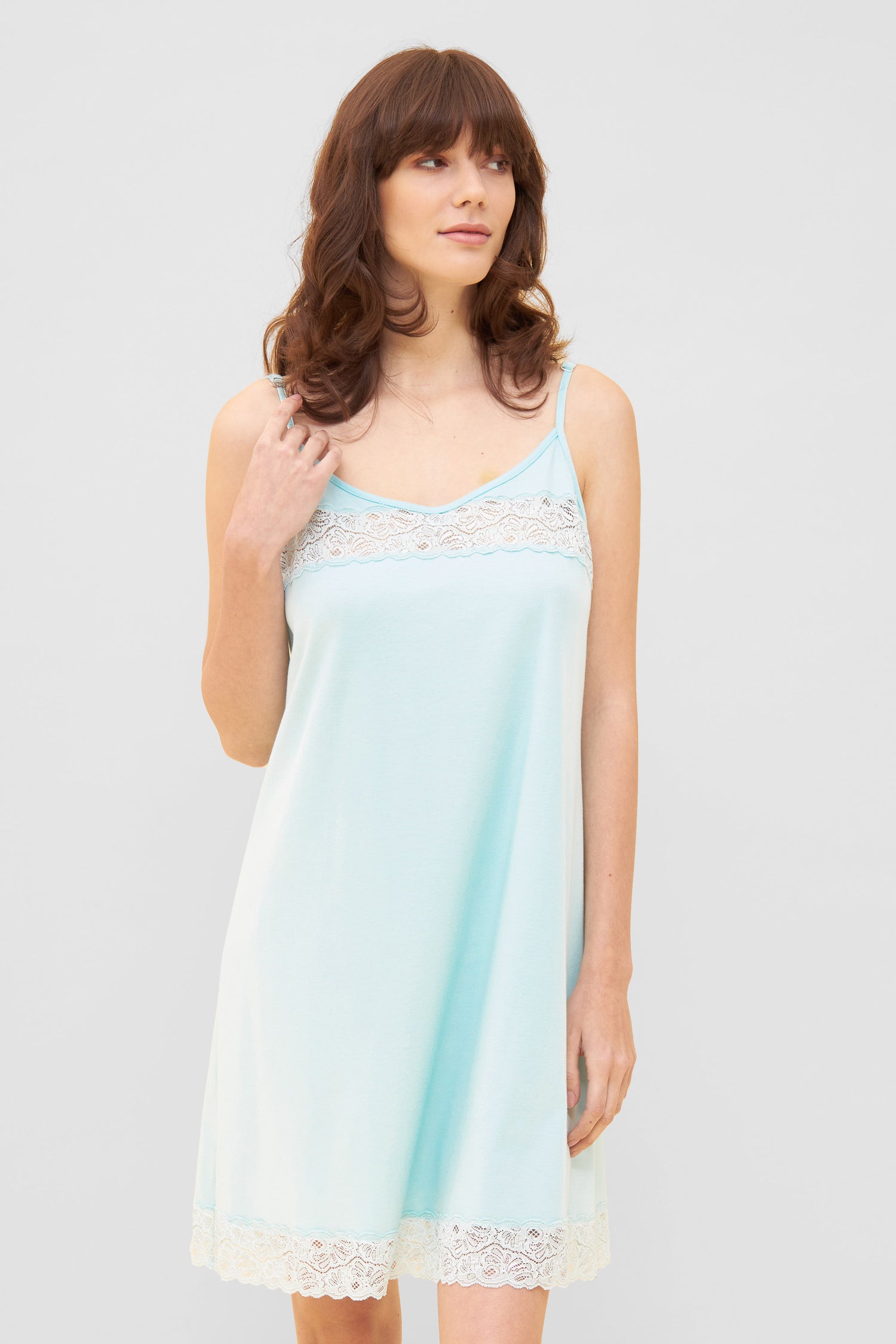 Rosch Night Dress, Sleeveless, Round Neck Summer Lace (1233170) Soft Turquoise