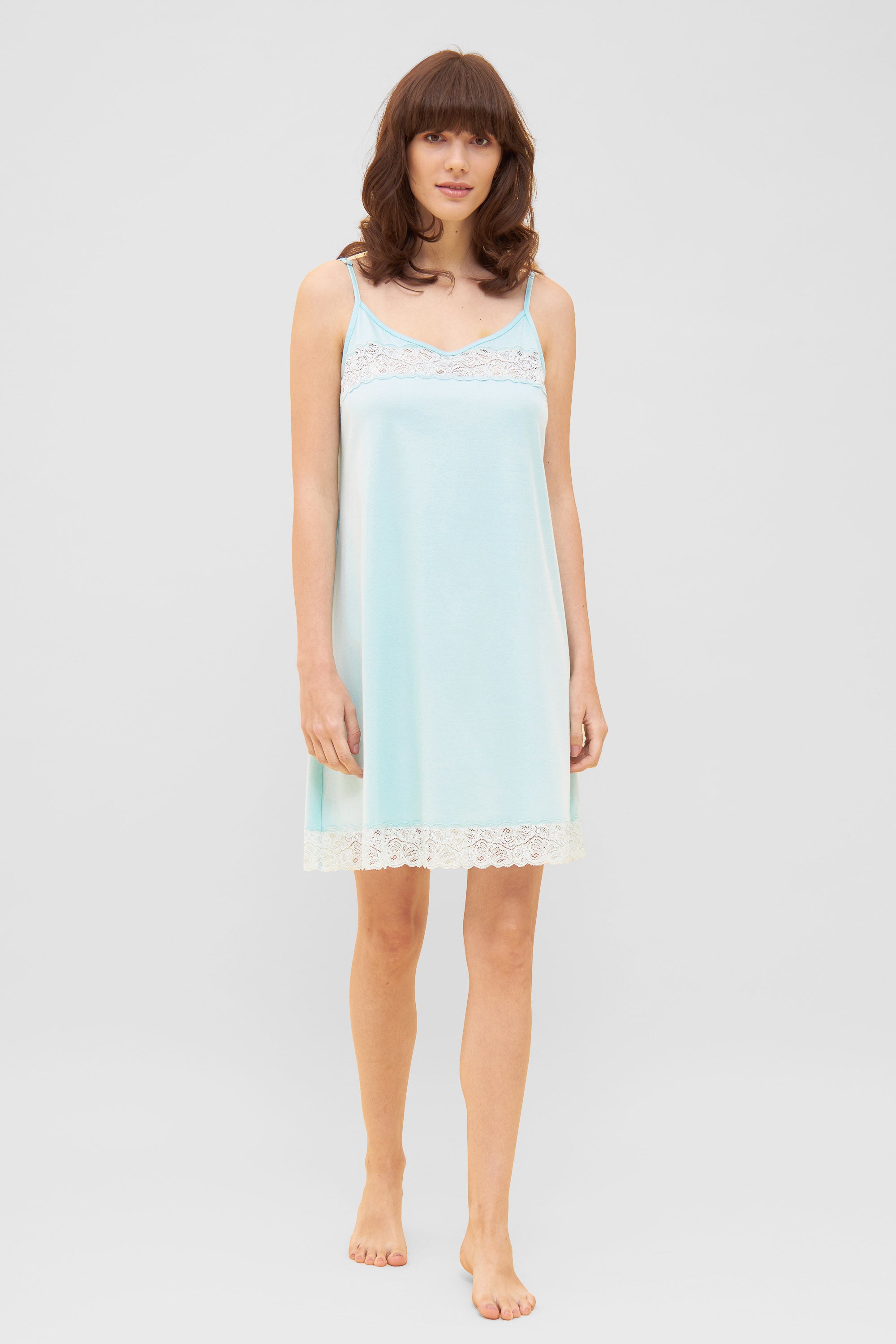 Rosch Night Dress, Sleeveless, Round Neck Summer Lace (1233170) Soft Turquoise