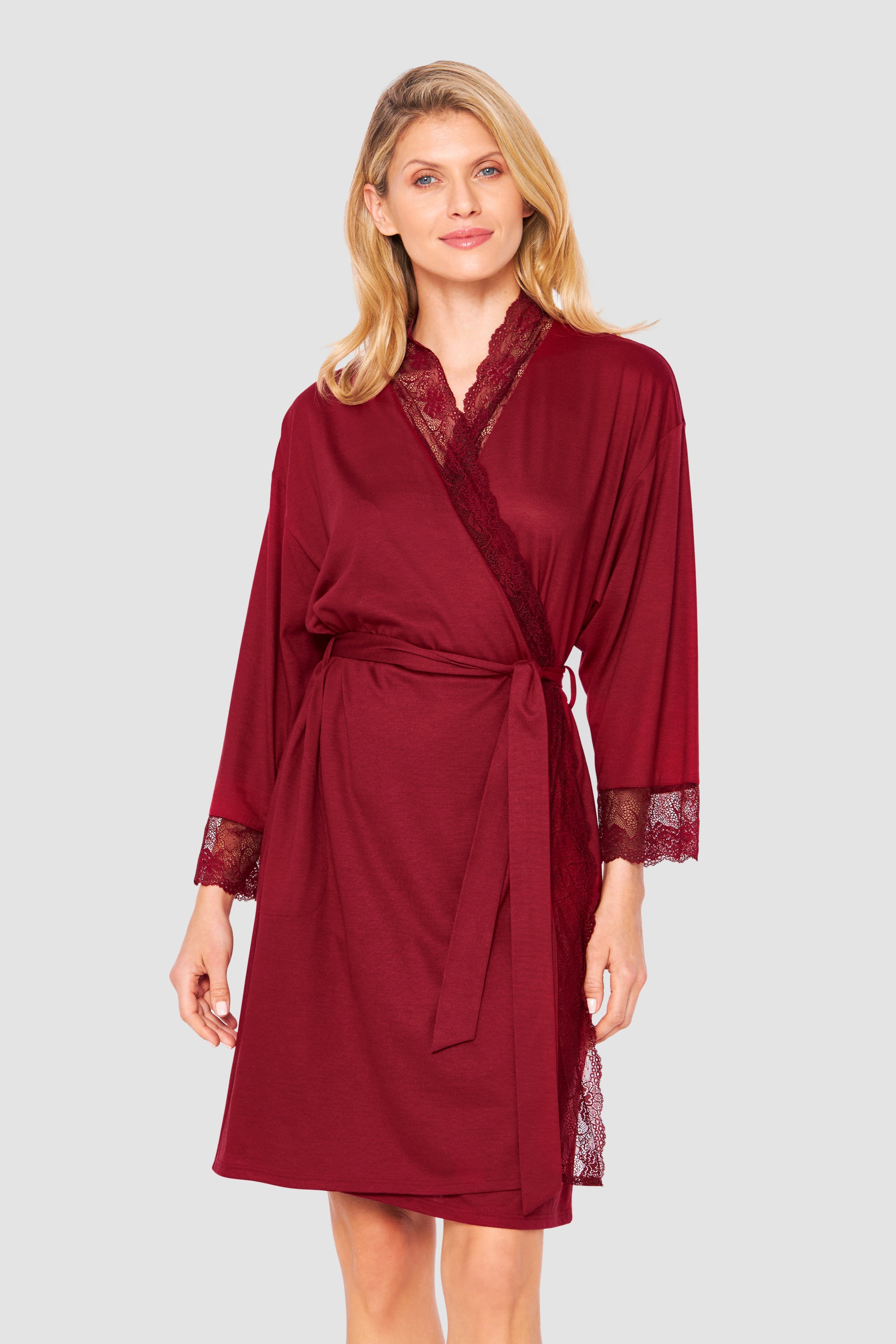 Rosch Robe, 3/4 Sleeve, Wrap-Around, Pockets B (1233672) Chianti