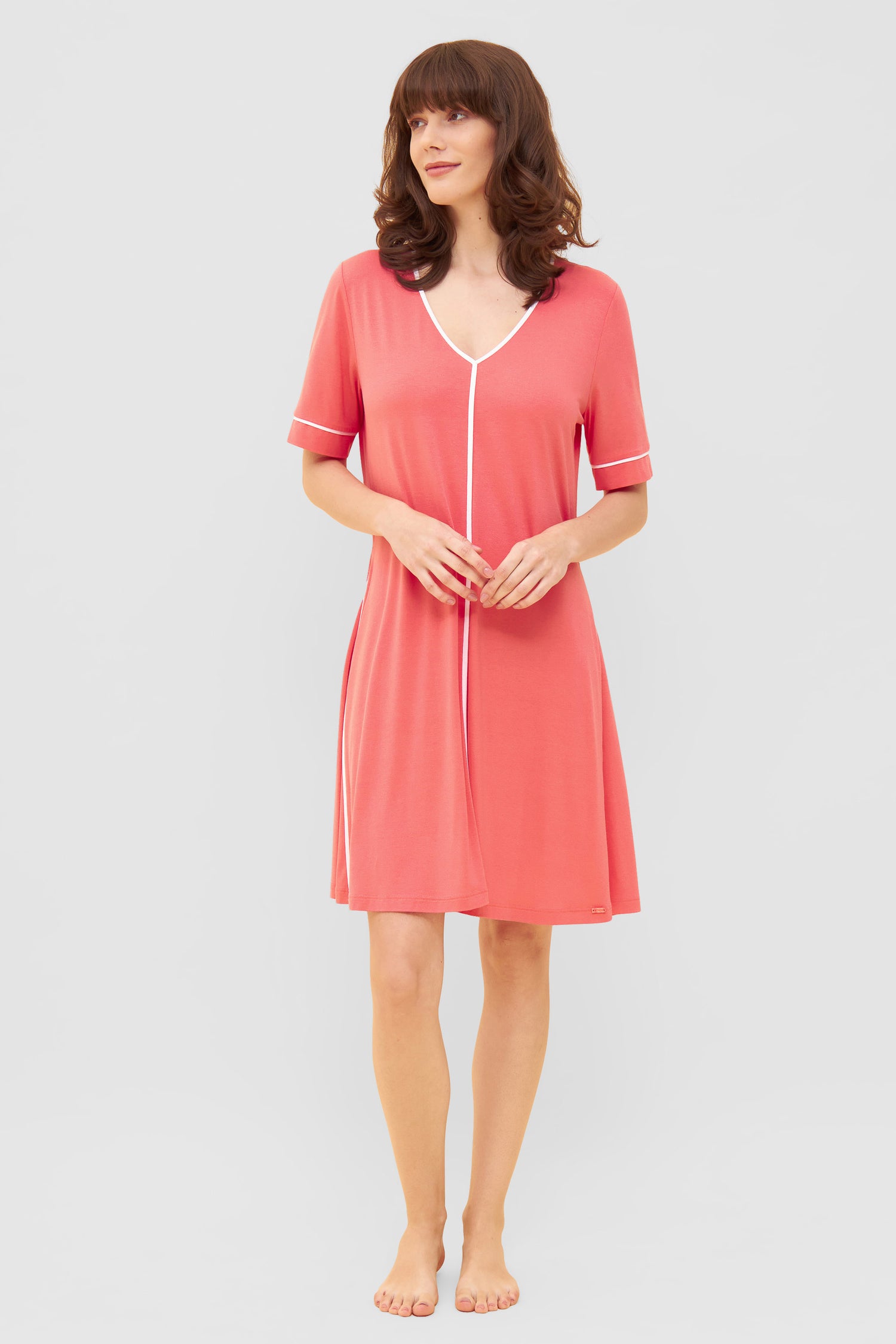 Rosch Beach Dress, 1/2 Sleeve, V-Neck Hot Coral (1235648) Hot Coral