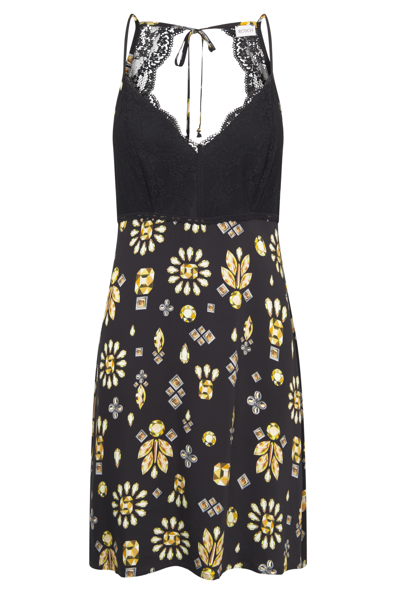 Rösch Nightgown front view in Black Print