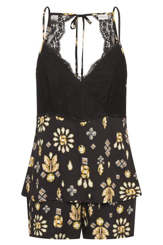 Rösch Pyjamas front view in Black Print