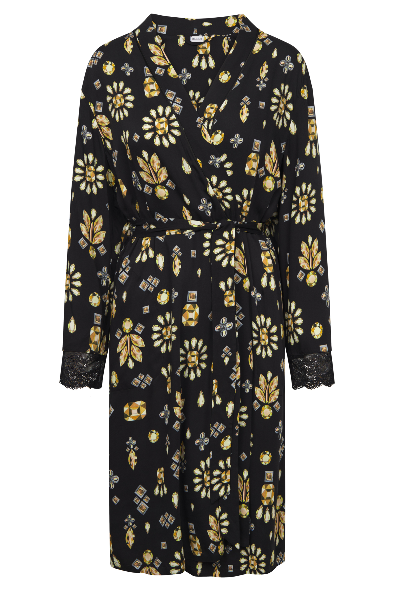 Rösch Robe front view in Black Print