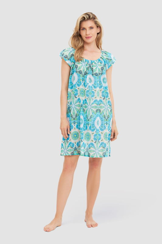 Rösch Nightgown on model in Ornamental Print