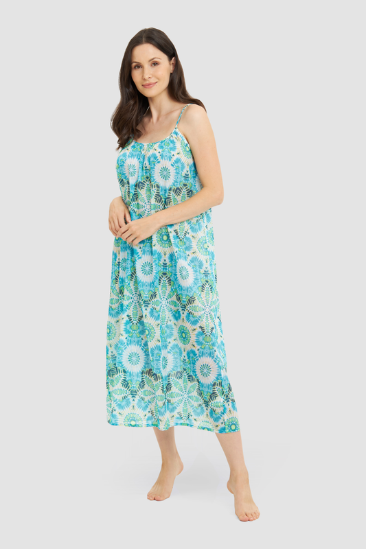 Rösch Nightgown on model in Ornamental Print
