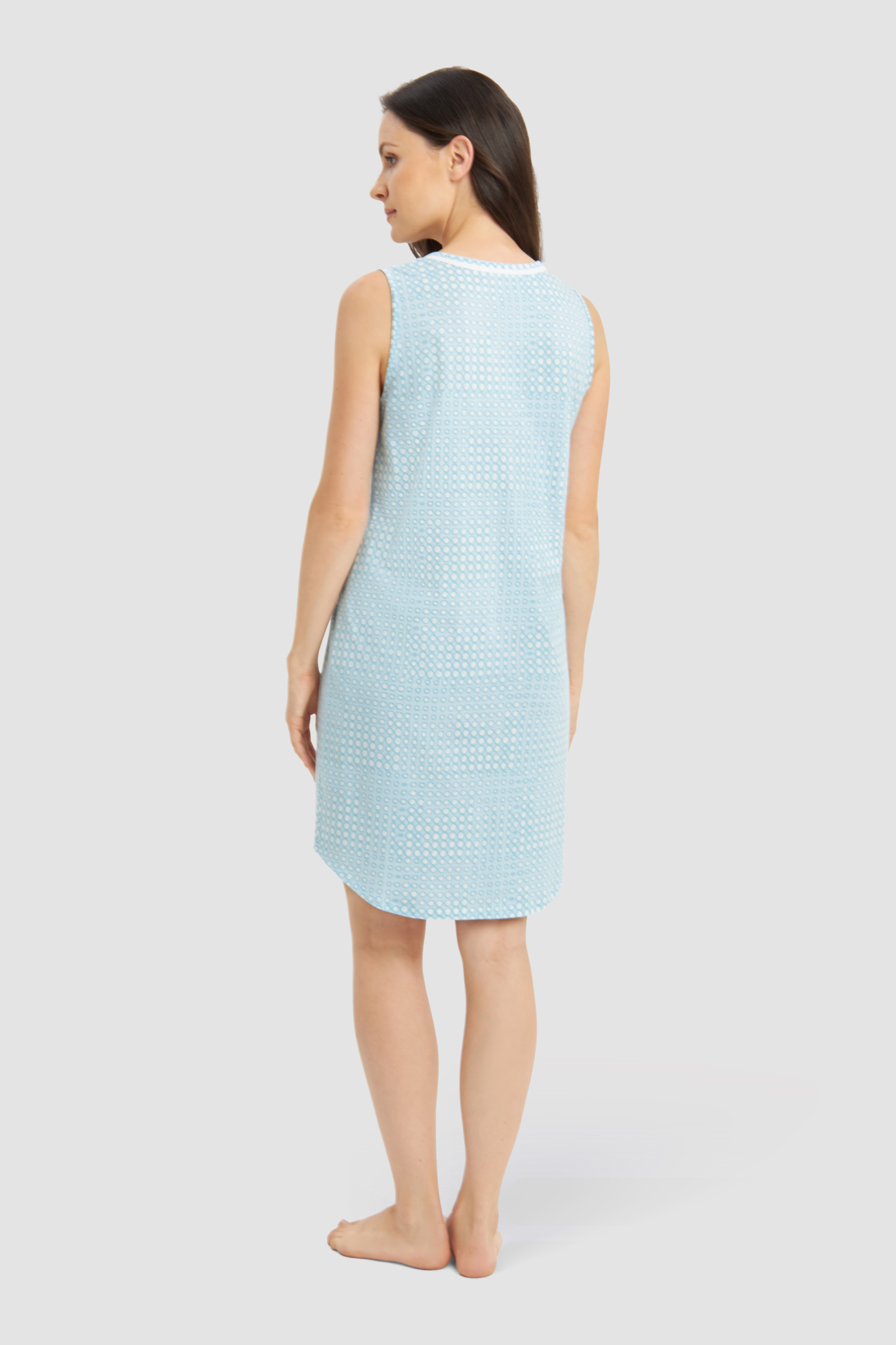 Rösch Nightgown back view in Cool Mint Dots