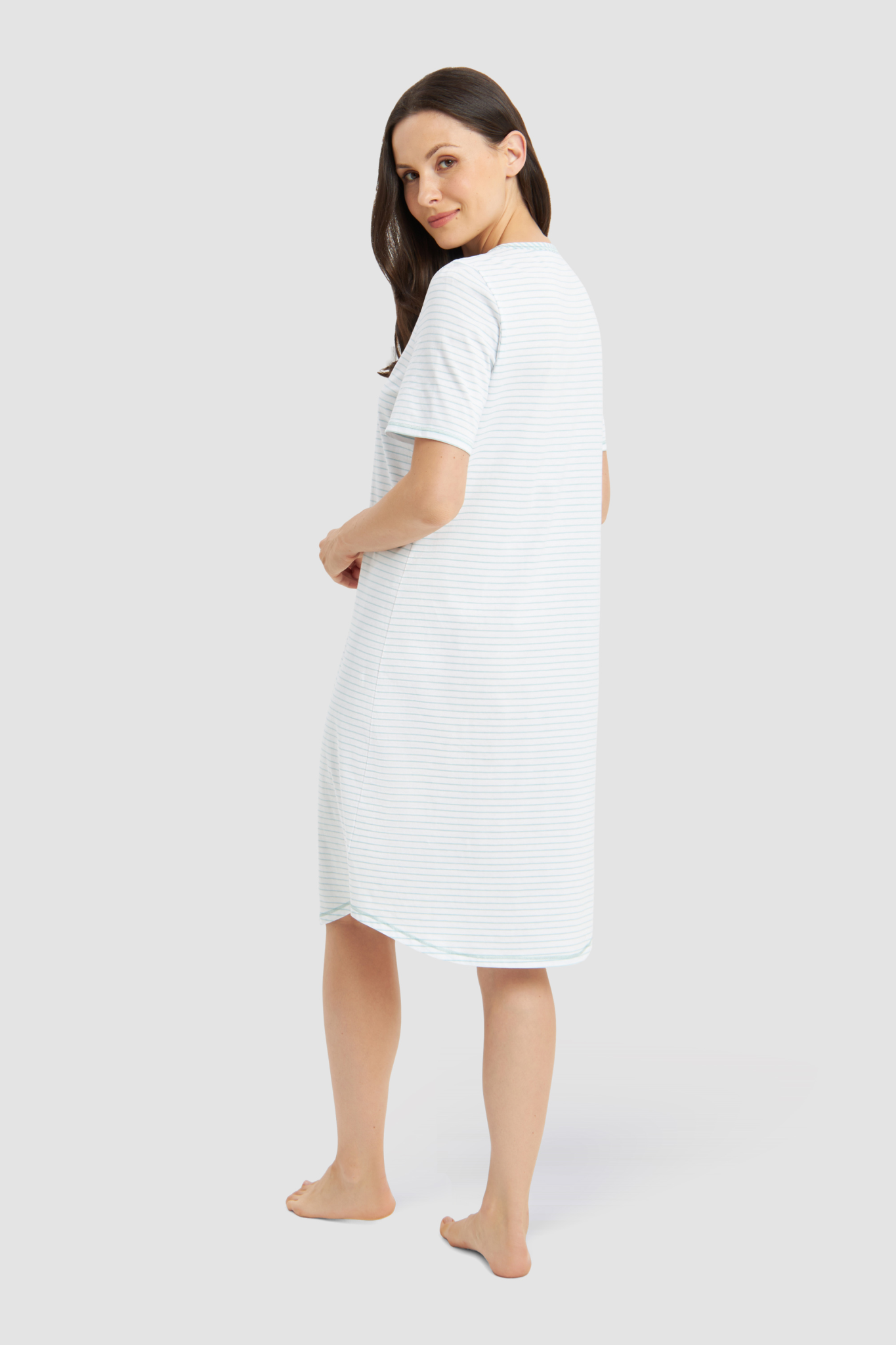 Rösch Nightgown back view in Glacier Ringlet