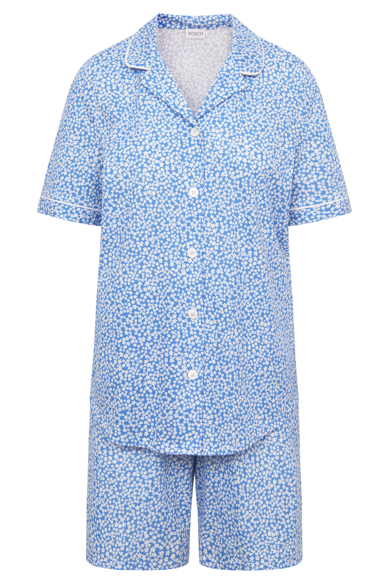 Rösch Pyjamas front view in Minimal blue