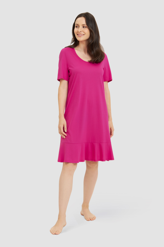 Rösch Nightgown on model in Fuchsia