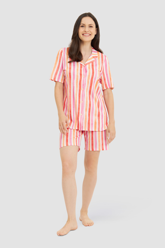 Rösch Lounge Top on model in Stripe Multicolor