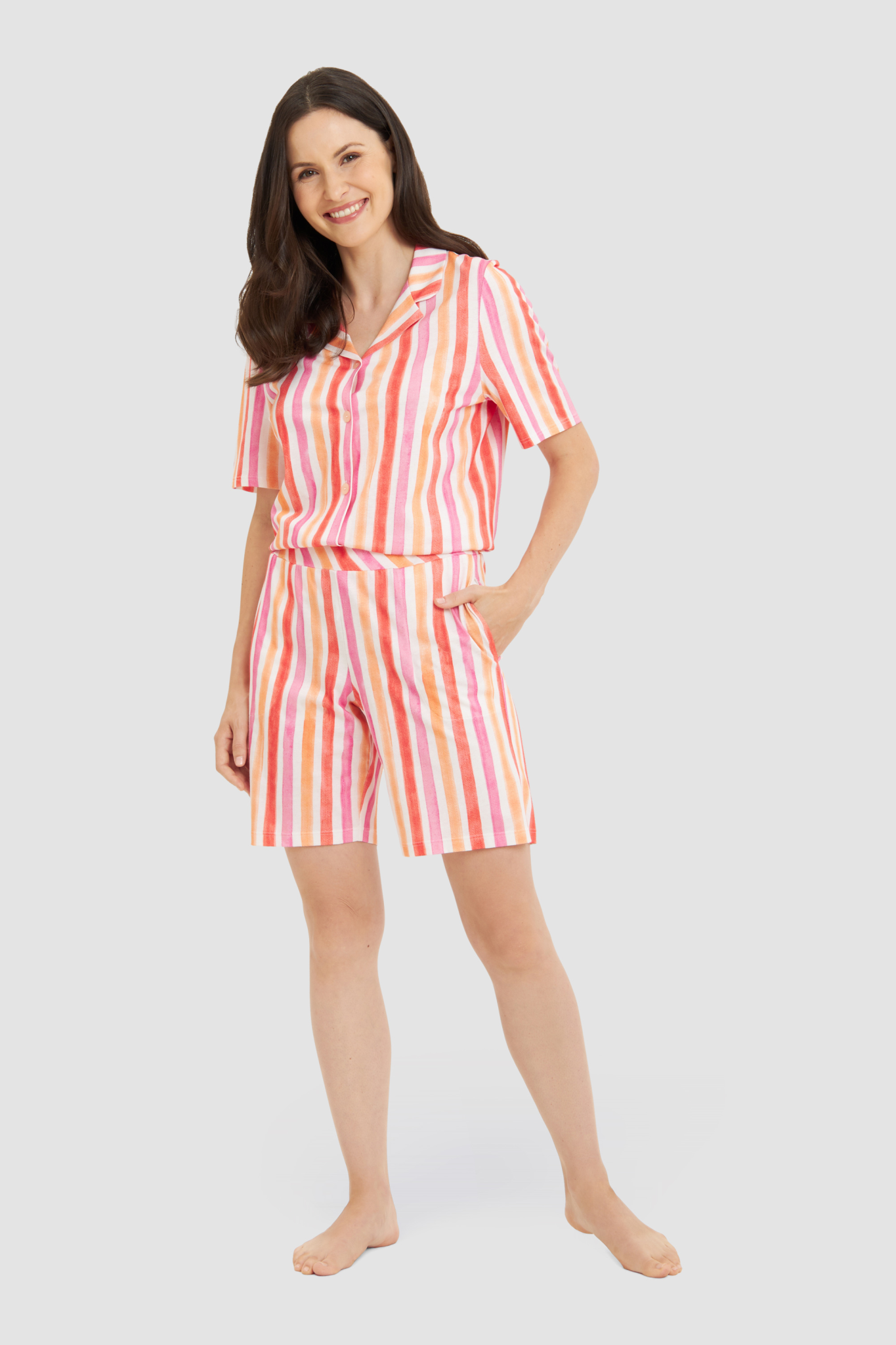 Rösch Lounge Pants on model in Stripe Multicolor