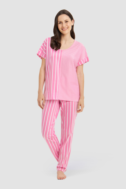 Rösch Pyjamas on model in Stripe Mix