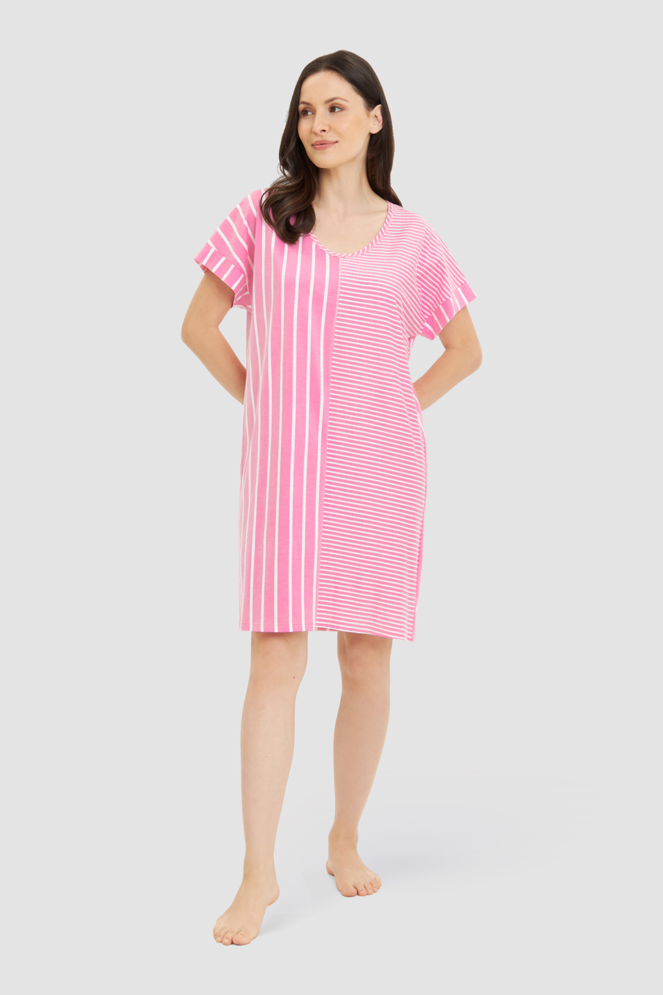 Rösch Nightgown on model in Stripe Mix