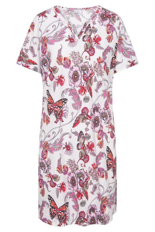 Rösch Nightgown front view in Butterfly Garden