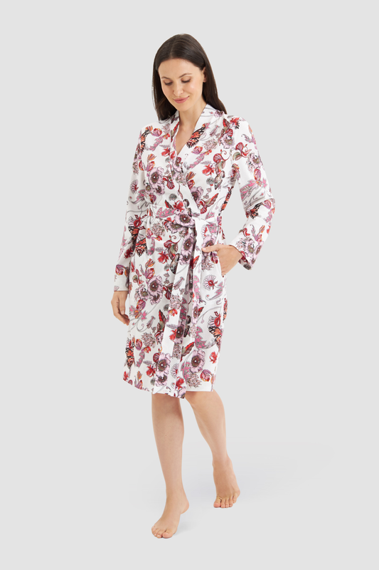 Rösch Robe on model in Butterfly Garden