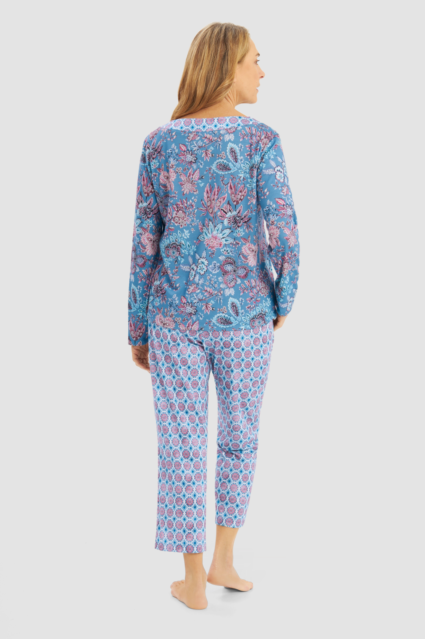 Rösch Lounge Top back view in Ornamental Print