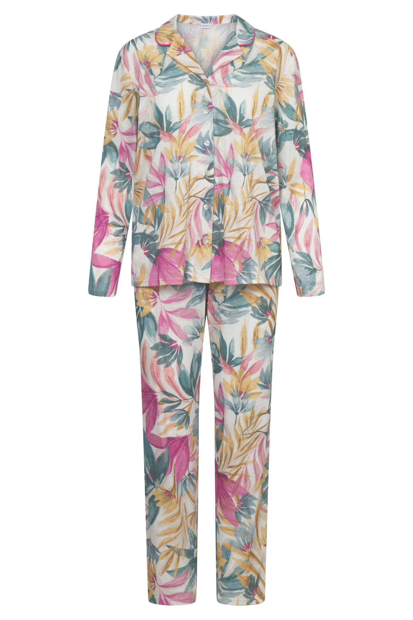 Rösch Pyjamas front view in Multicolor Leaves