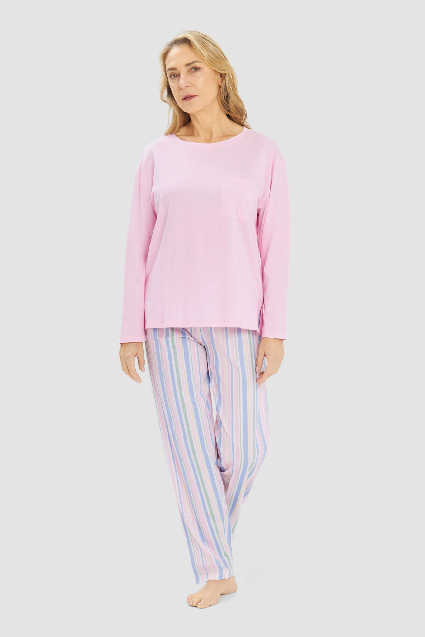 Rösch Pyjamas on model in Stripe Multicolor