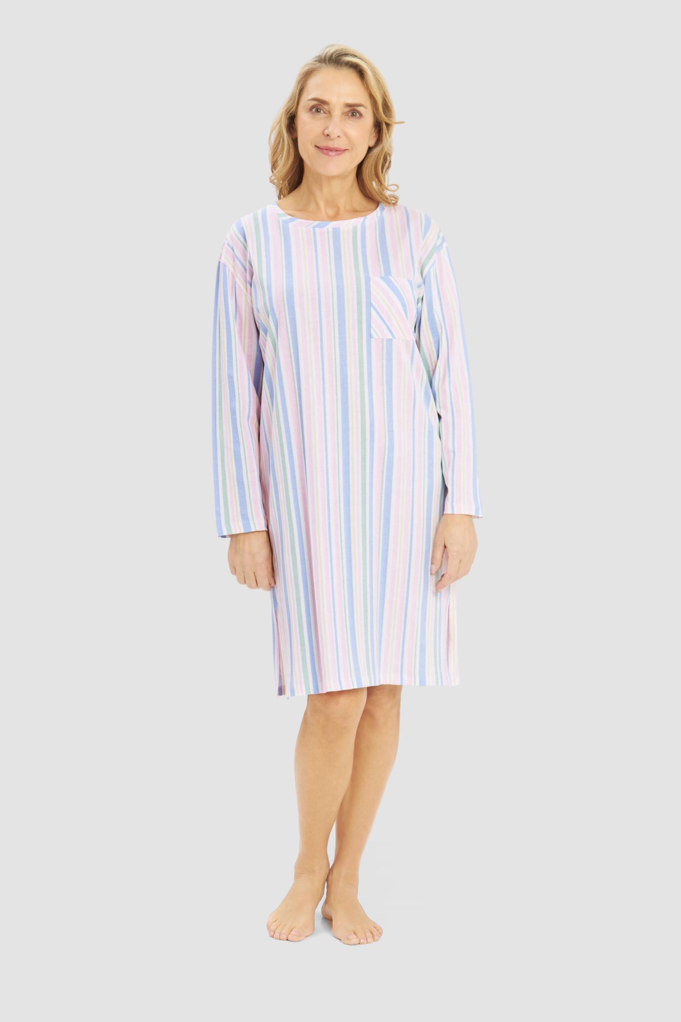 Rösch Nightgown on model in Stripe Multicolor