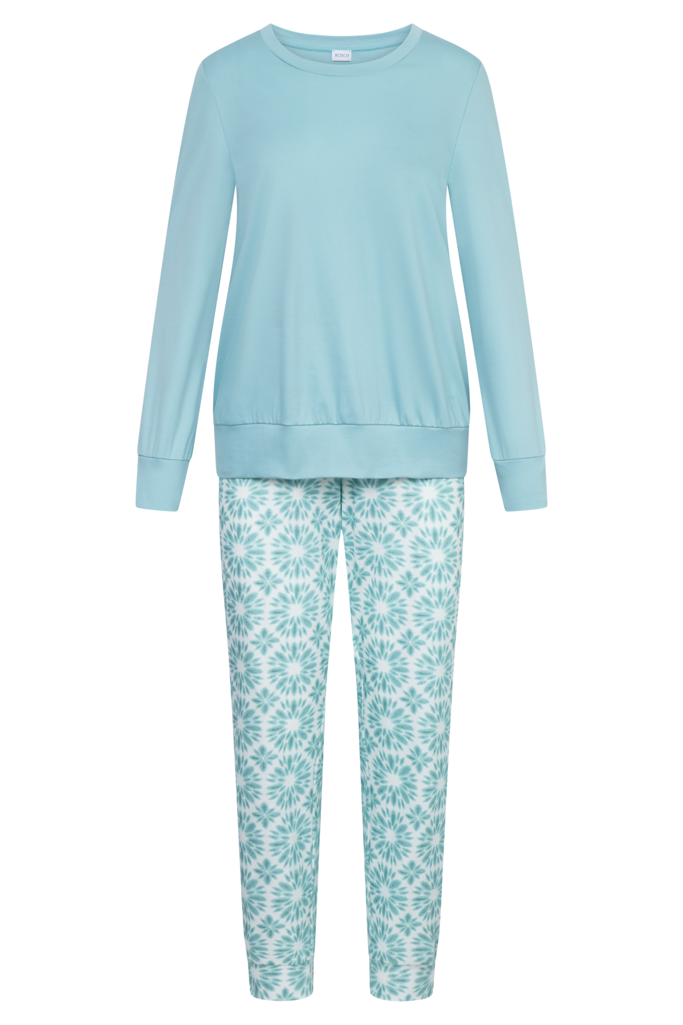 Rösch Pyjamas front view in Monoprint green