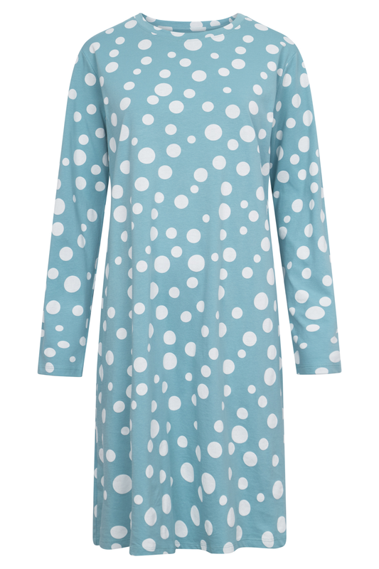 Rösch Nightgown front view in Cool Mint Dots