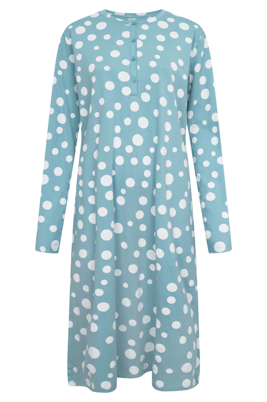 Rösch Nightgown front view in Cool Mint Dots