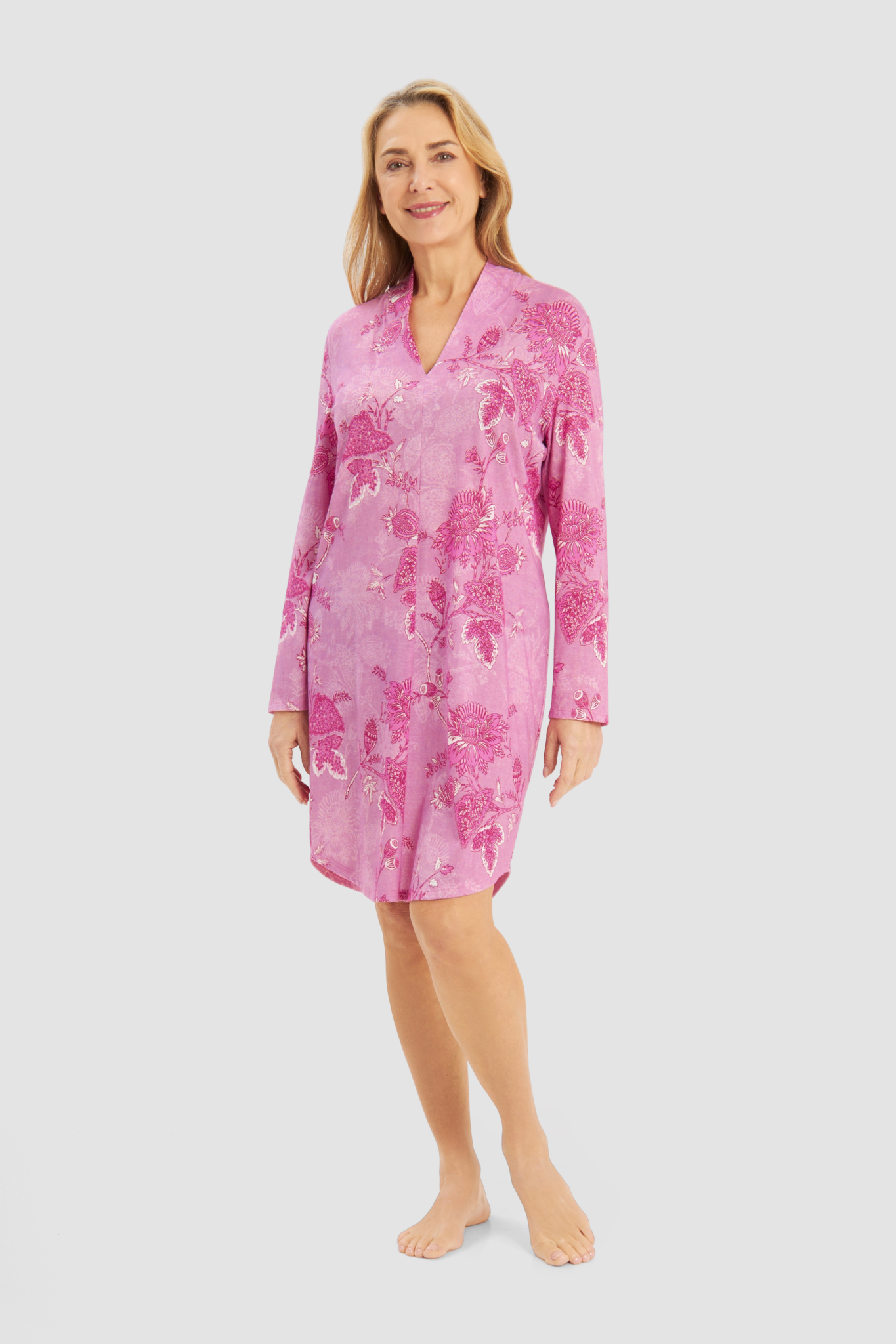 Rösch Nightgown on model in Ornamental Flower
