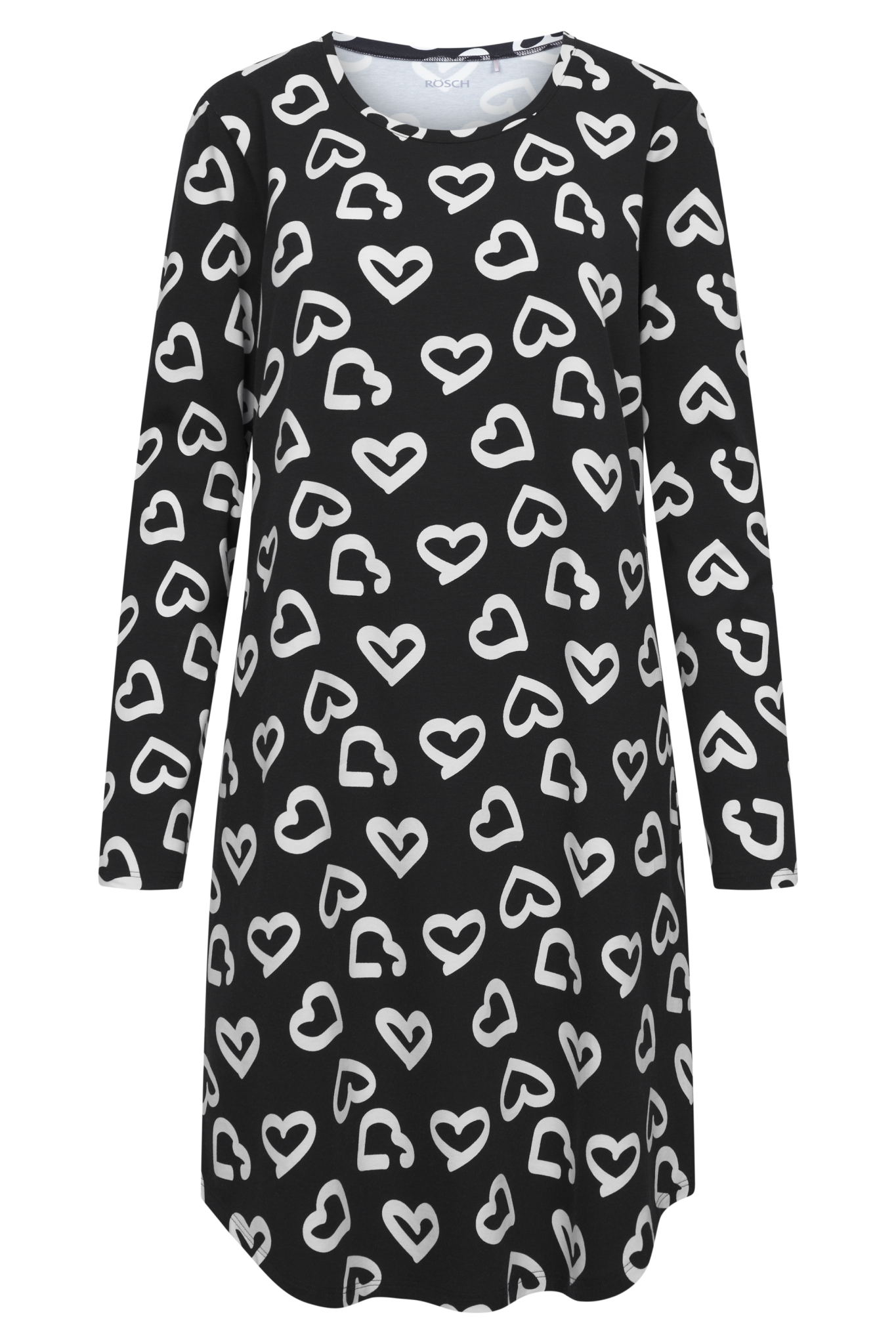 Rösch Nightgown front view in Hearts Black