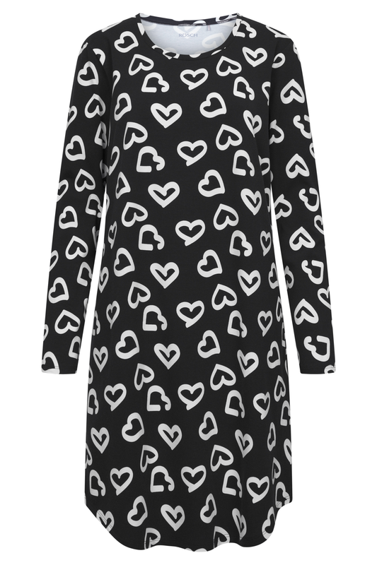 Rösch Nightgown front view in Hearts Black