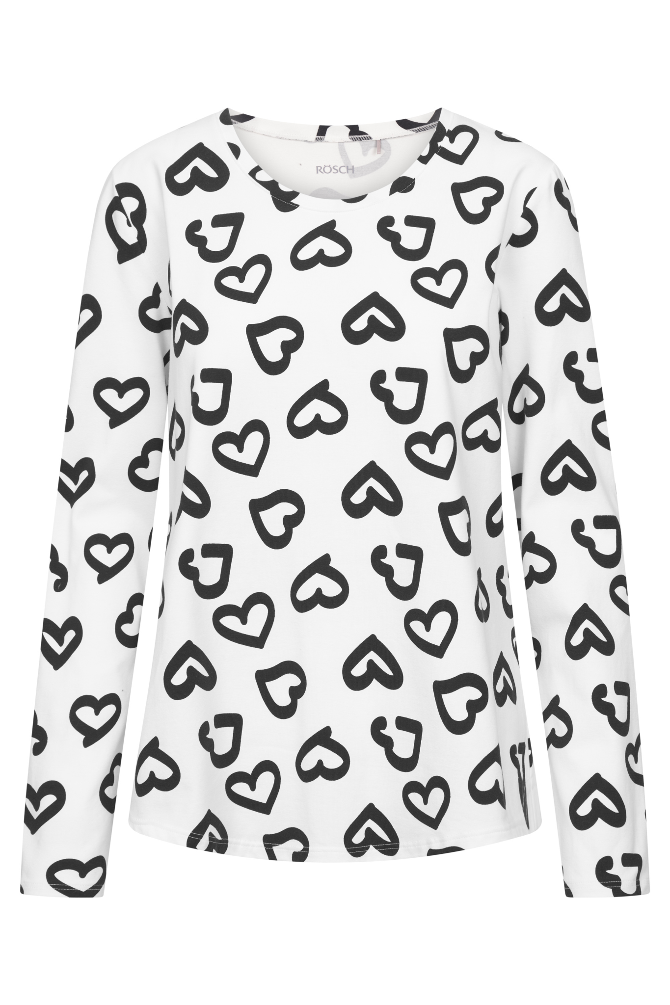 Rösch Lounge Top front view in Hearts Offwhite