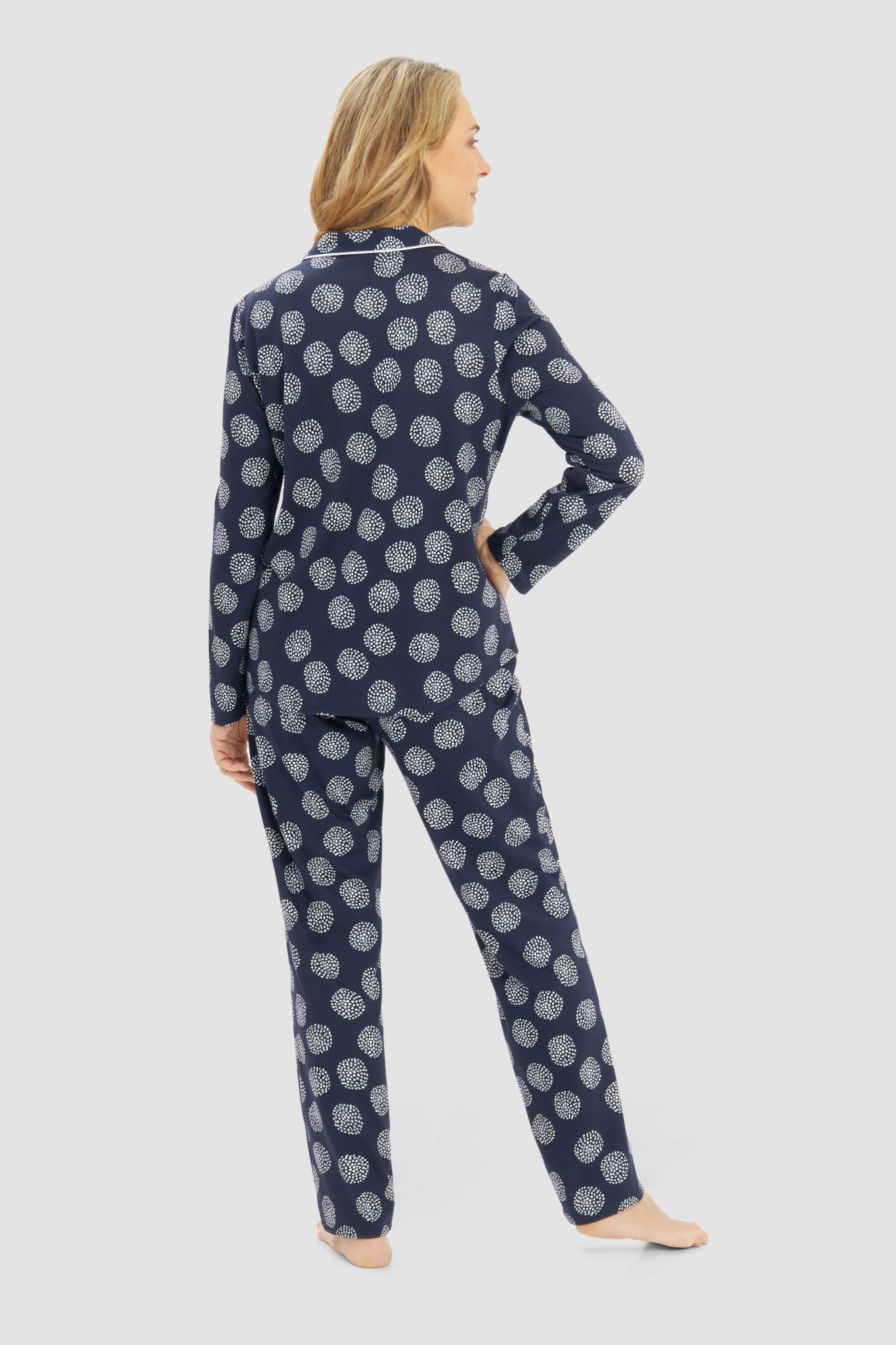 Rösch Pyjamas back view in Navy Dots
