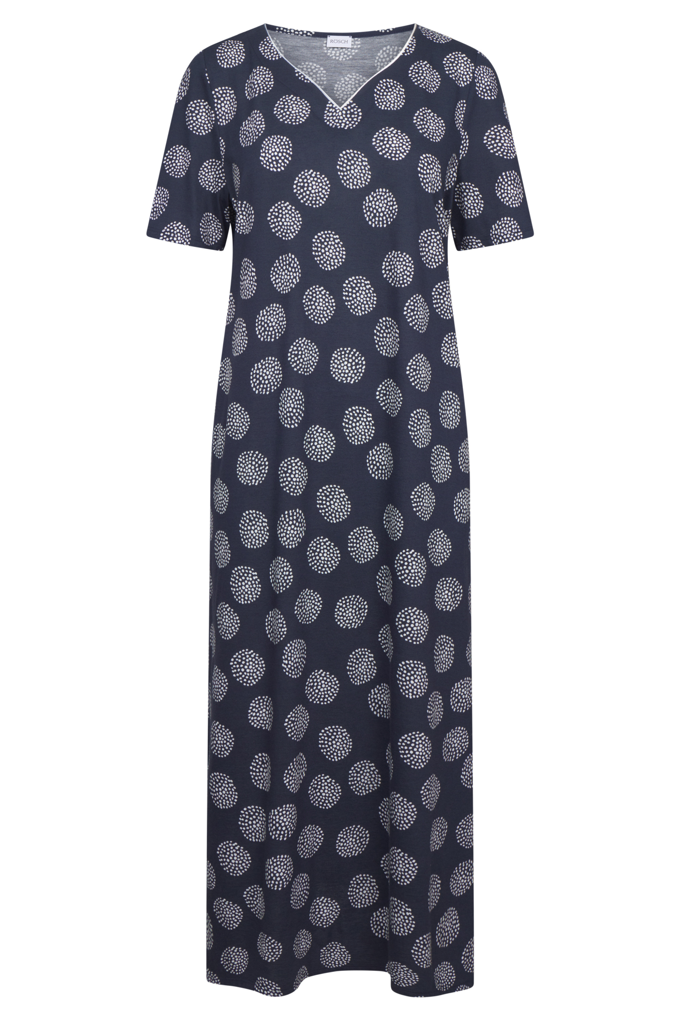 Rösch Nightgown front view in Navy Dots