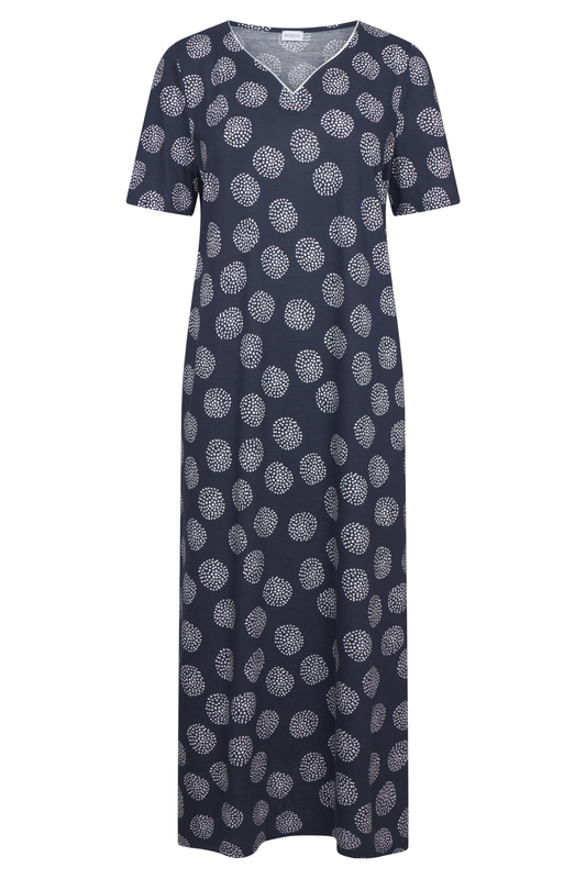 Rösch Nightgown front view in Navy Dots