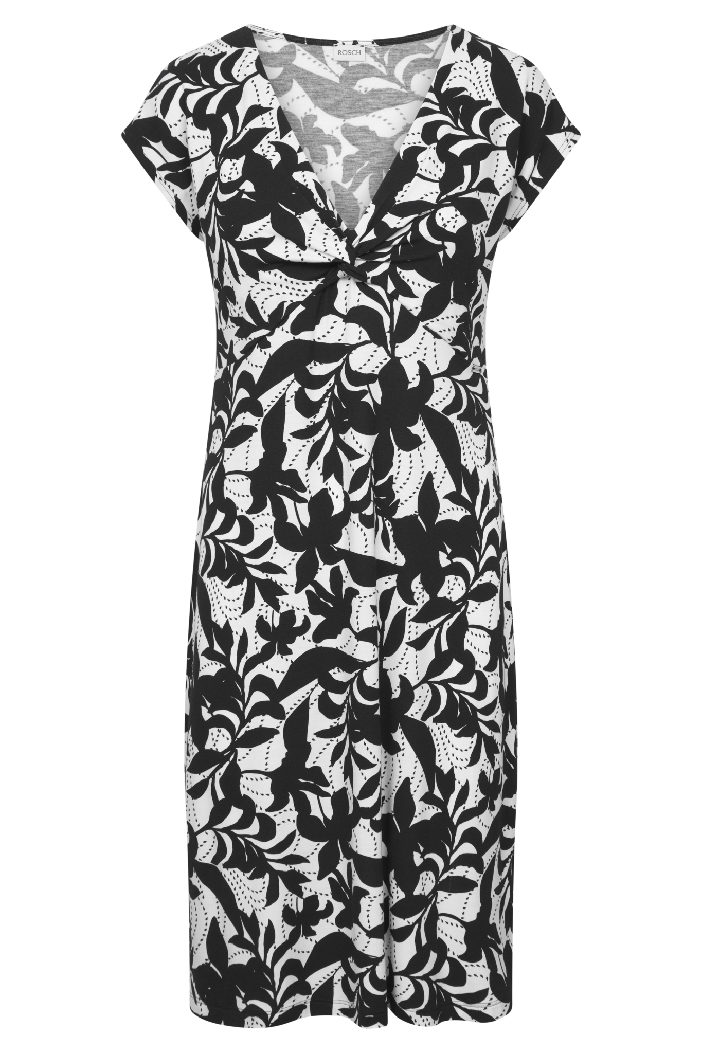 Rösch Beach Dress front view in Black Leaves