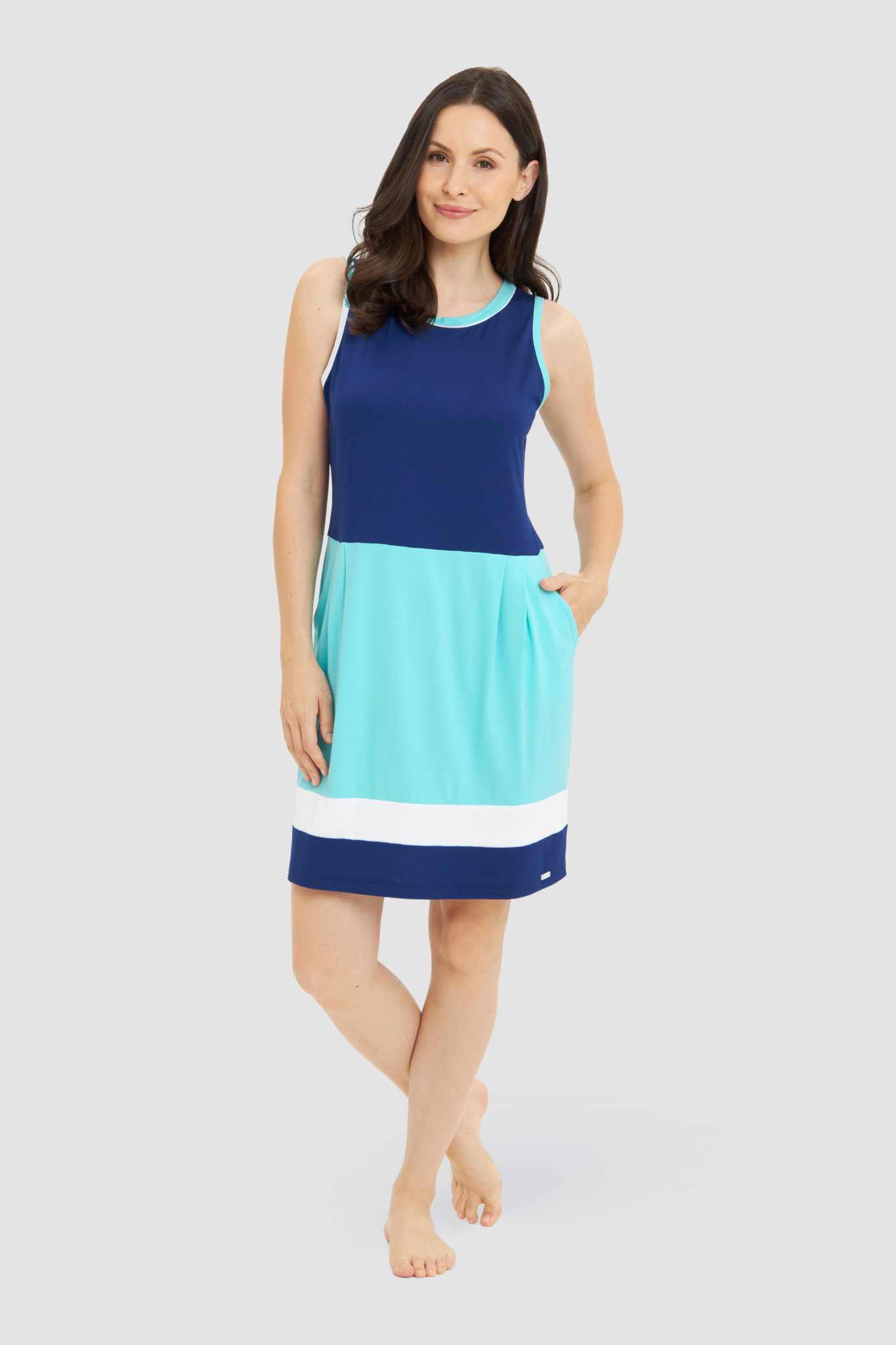 Rösch Beach Dress on model in Colourblocking