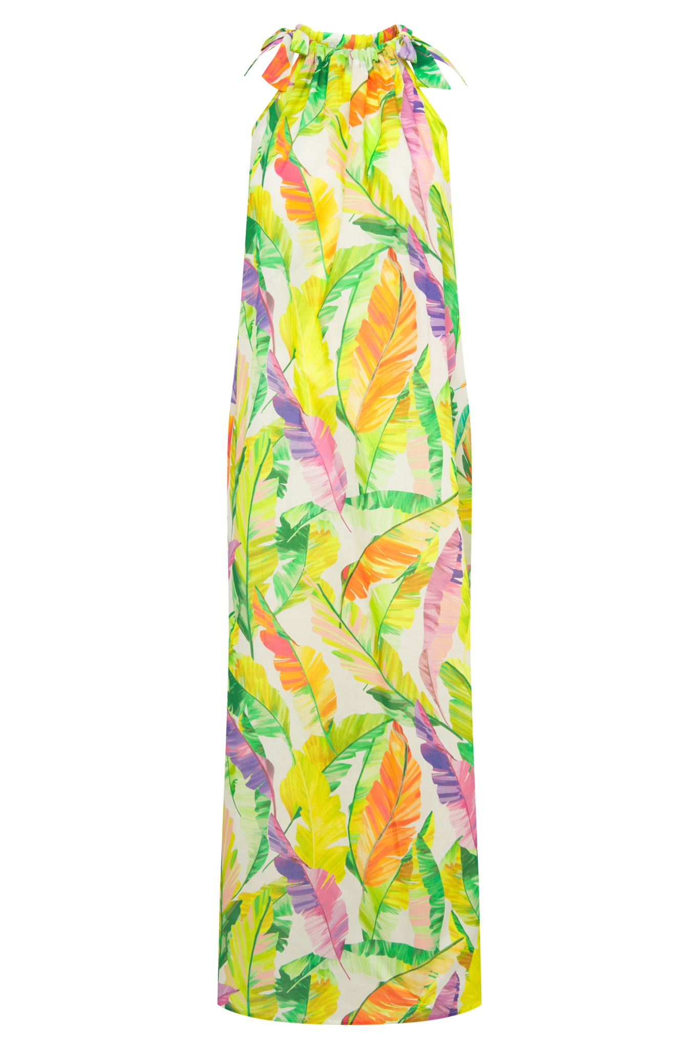 Rösch Beach Dress front view in Green Leaves