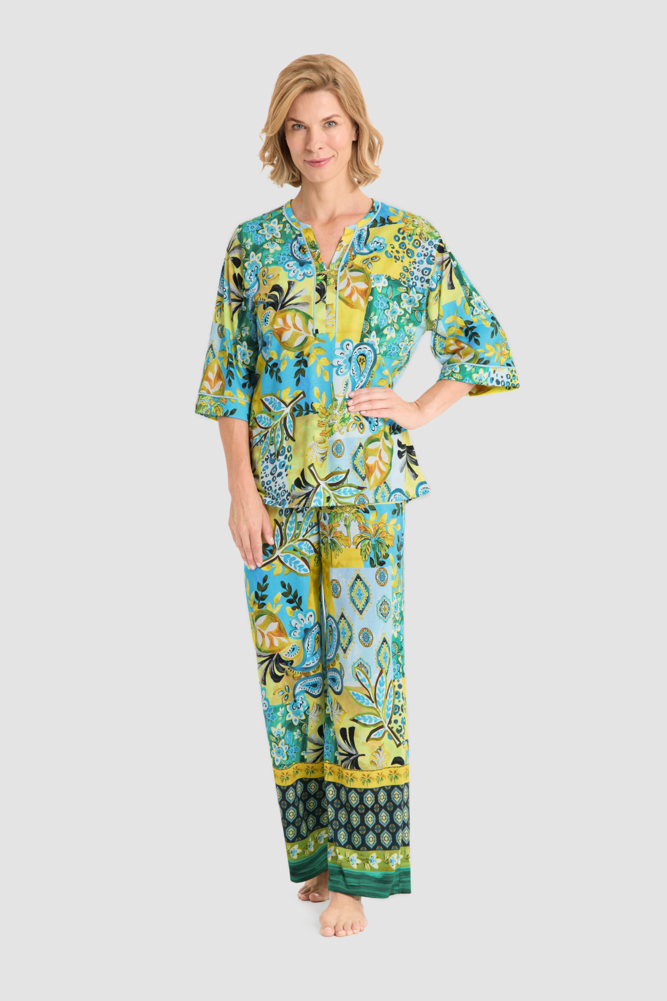 Rösch Pyjamas on model in Placed Print